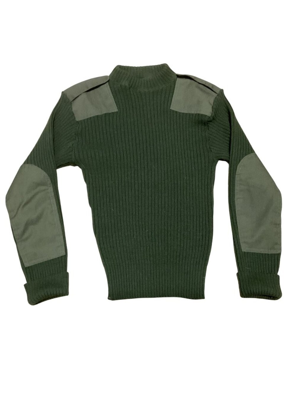 DSCP Valor Collection Ribbed Wool Military Sweater With Epaulettes Size 38 Green